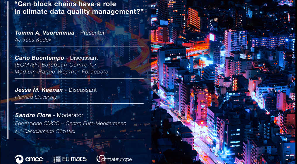 Can block chains have a role in climate data quality management? – Climateurope Webinars 2018